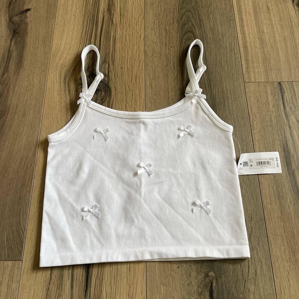 NEW Altar’d State Intimates Size M/L White Ribbed Seamless Bow Coquette Camisole